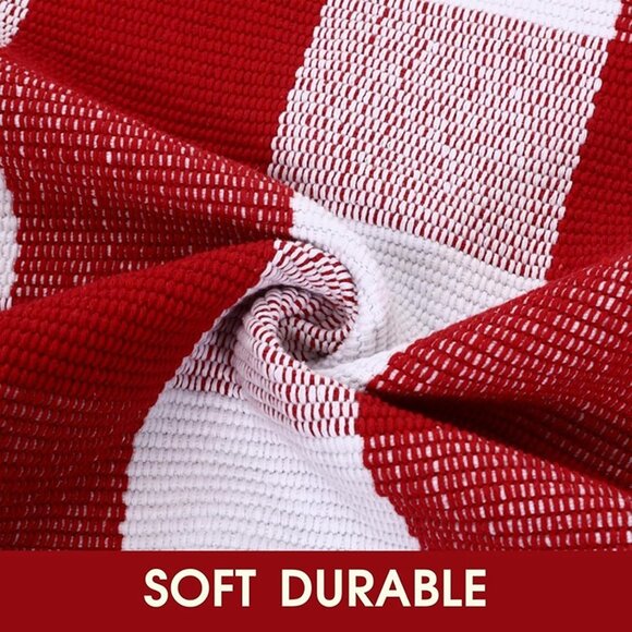 NEW Christmas Red and White Plaid Rug - 28 x 43 Inches Outdoor Front Door Decor - Picture 5 of 10